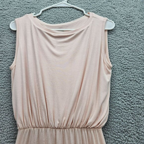 Go Couture Womens Pink Sleeveless Size M Maxi Dress Elastic Waist Side Slits - Picture 2 of 8